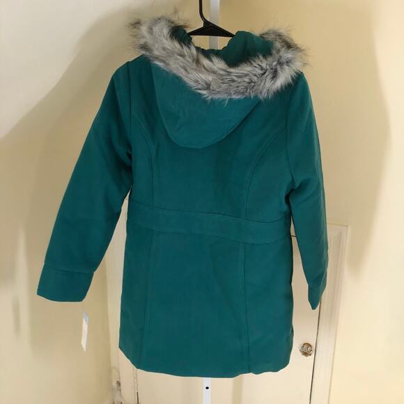 Cat & Jack NWT Girls' Solid Faux Fur Jacket Dark Green Winter Coat Size XL - Picture 6 of 8